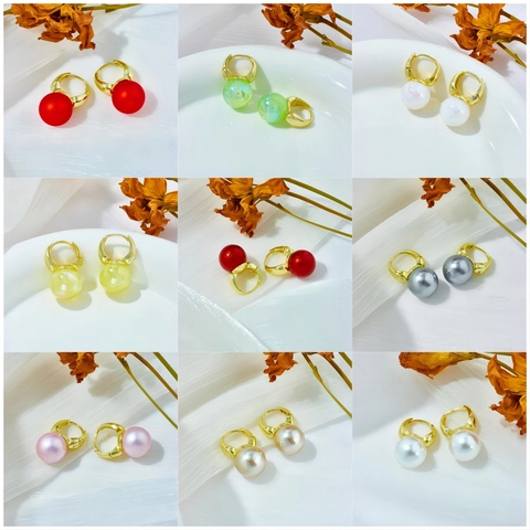 Vintage Gold Plated Copper Hoop Earrings With Elegant Round Simulated Artificial Pearl Beads Minimalist Fashion Jewelry For Women