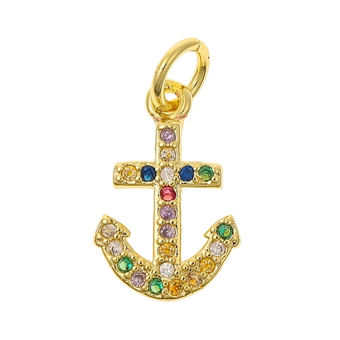 DIY Copper Gold Plated Zirconia Pendants For Jewelry Making Butterfly Cross Heart Smile Anchor Star Pendants Women Jewelry Accessories