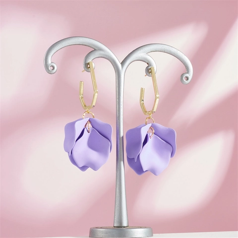 Vintage Acrylic Flower Petal Drop Earrings With 925 Sterling Silver Earring Post Geometric Lacquered Floral Jewelry Women