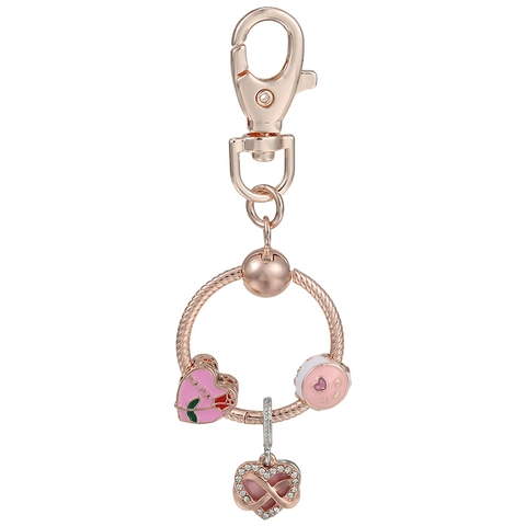 Porte-clés en Alliage Or Rose Cœur Émail Rose MAMA Infini Charme Porte-clés Cadeau de Mode pour Femmes Fête des Mères