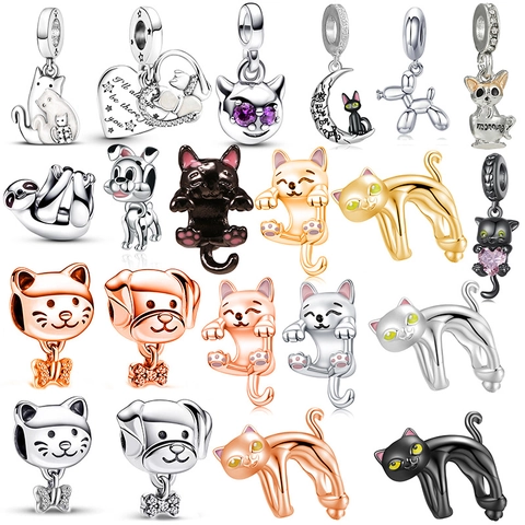 Cartoon Animal Metal Enamel Charms For DIY Jewelry Making Cartoon Cat Dog Sloth Pendants Rhinestone Beads DIY Jewelry Gift