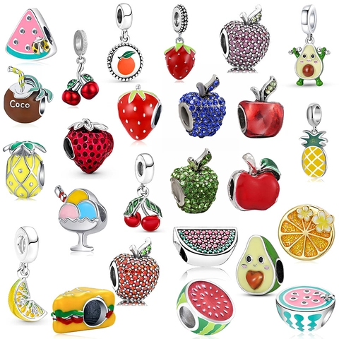 Ciondoli in Metallo alla Frutta Fai-da-te per Braccialetti Strass Smalto Anguria Fragola Ananas Ciondoli per Donna Bambini Accessori Gioielli