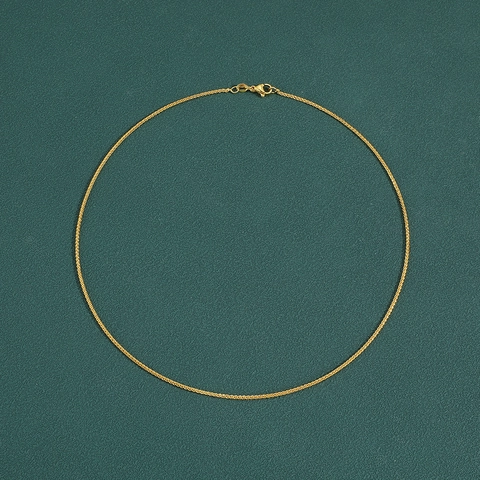Elegant Gold Plated Copper Chopin Chain Necklace For Women Minimalist Wheat Link Necklace Daily Commute Fashion Jewelry Gift