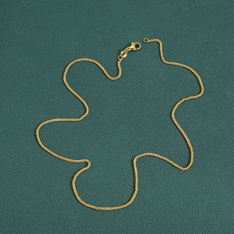 Elegant Gold Plated Copper Chopin Chain Necklace For Women Minimalist Wheat Link Necklace Daily Commute Fashion Jewelry Gift
