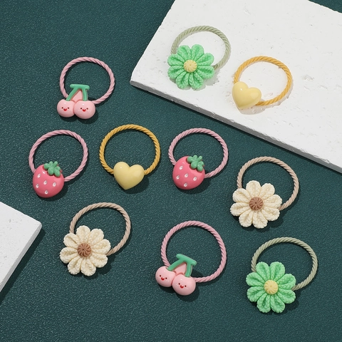 Simpatici Elastici Per Capelli In Resina Con Fiori Di Frutta Cartoni Animati Per Ragazze Bambini Accessori Per Capelli Dolce