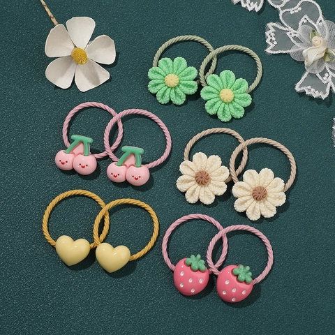 Simpatici Elastici Per Capelli In Resina Con Fiori Di Frutta Cartoni Animati Per Ragazze Bambini Accessori Per Capelli Dolce