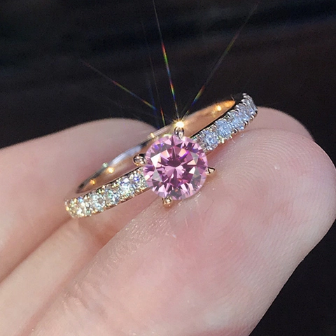 Elegante Anello Da Donna Con Zirconia Rotonda Rame Placcato Oro Gioielli Per Fidanzamento E Matrimonio