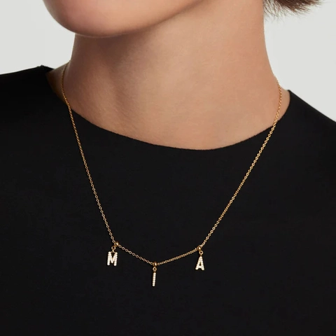 Collier Pendentif Initiale Bulle DIY Personnalisé pour Femmes Plaqué Or Micro Pave de Strass Bijoux de Nom de Lettre