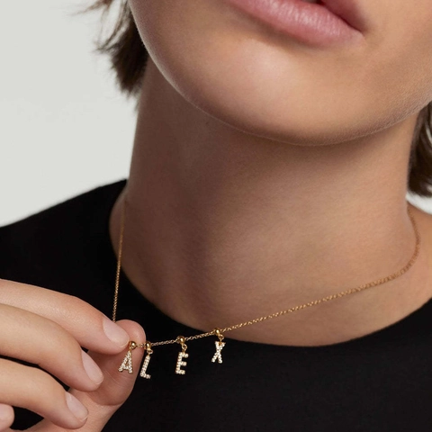 Collier Pendentif Initiale Bulle DIY Personnalisé pour Femmes Plaqué Or Micro Pave de Strass Bijoux de Nom de Lettre