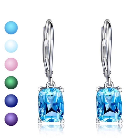Cushion Cut Dangle Earrings Copper Cubic Zirconia Leverback Drop Jewelry For Women Fashion Commute Elegant Accessories