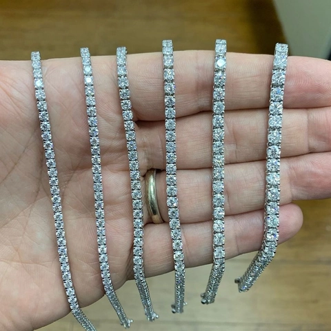 Classic Round Cubic Zirconia Tennis Bracelet Elegant Plated Copper Jewelry For Women