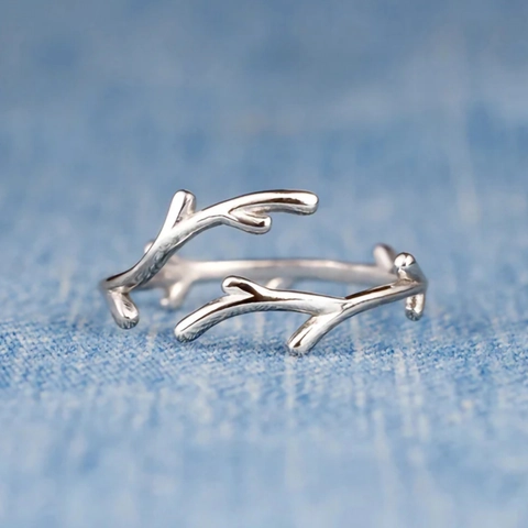 Antler Open Ring Copper Platinum Plated Minimalist Adjustable Branch Jewelry For Women Christmas Gift Fashion Accessory