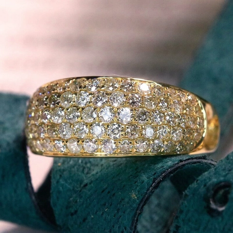 Luxury Wide Band Ring For Women Shining Gold Color Multi Row Cubic Zirconia Pave Setting Fashion Jewelry Elegant Accessory