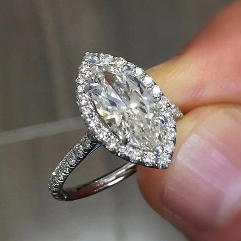 Marquise Schliff Zirkonia Ring Mit Kupfer Halo Fassung Hochzeit Verlobung Mode Schmuck Für Damen