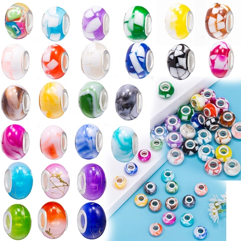 Colorful Gradient Murano Glass Resin Large Hole Beads For DIY Bracelet Charm Jewelry Making Original Design Loose Beads