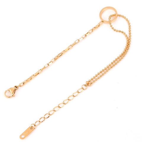 Cavigliera Popolare Europea e Americana in Acciaio al Titanio Asimmetrica per Donna Placcata Oro 18K Catena a Sfere Anello Tondo Gioielli Piedi