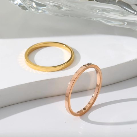 Minimalist Titanium Steel Smooth Band Ring For Women Men Rose Gold Gold Plated Stainless Steel Polished Ring Jewelry Gift