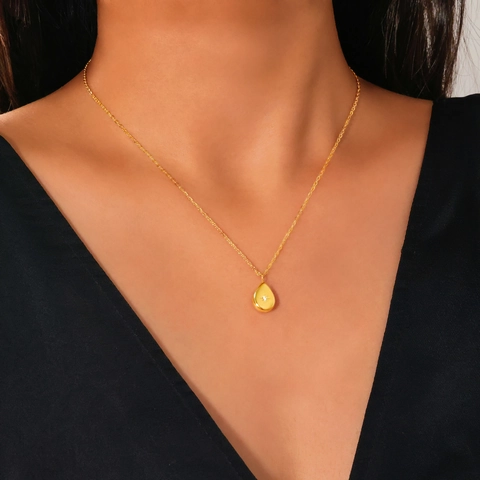 Vintage Franse Stermotief Traanvorm Hanger Halsketting Voor Vrouwen Verguld Titaniumstaal Strass Sleutelbeen Sieraden