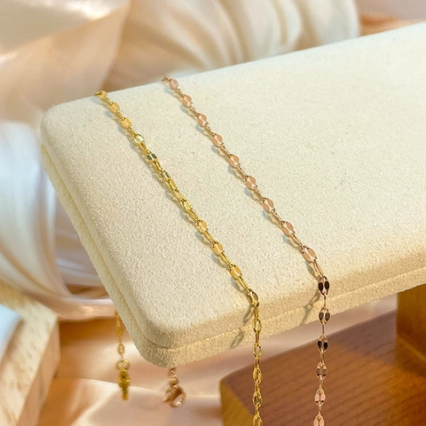 Minimalist Stainless Steel Lip Chain Anklet For Women Gold Rose Gold Silver Adjustable Thin Petal Chain Foot Jewelry Gift