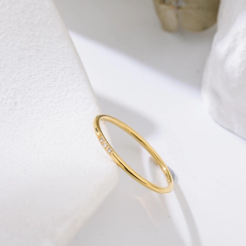 Minimalist Stainless Steel Rhinestone Rings For Women Rose Gold Silver Gold Stackable Thin Finger Ring Jewelry Elegant Gift