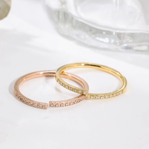 Minimalist Stainless Steel Zirconia Stackable Ring For Women Simple Single Row Sparkling Stone Elegant Finger Ring Jewelry