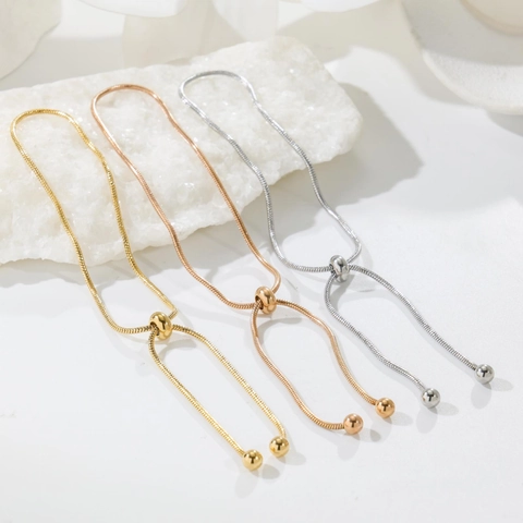 Titanium Steel Adjustable Snake Chain Bracelet Anklet For Women Minimalist Light Luxury Electroplated Metal Jewelry Gift