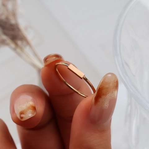 Minimalist Stainless Steel Rose Gold Plated Rectangular Bar Finger Ring Geometric Jewelry For Women Fashion Daily Ring