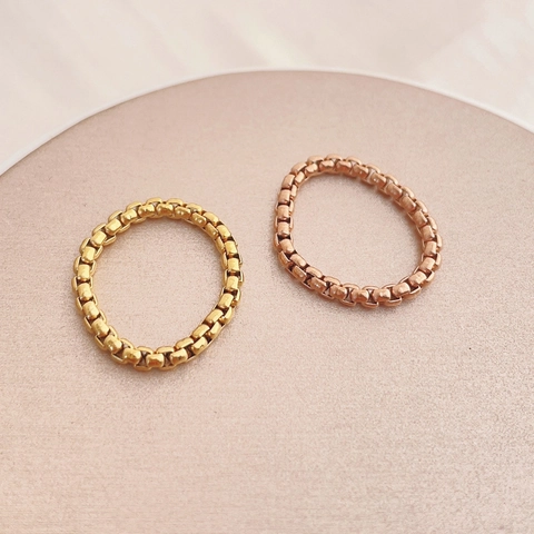 Minimalist Edelstahl Box Kette Ring Für Damen Herren Koreanischer Stil Nische Design Geometrischer Finger Schmuck Gold Roségold