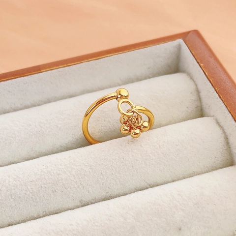 Stainless Steel Open Ring For Women Personalized Hanging Gold Beads Tassel Adjustable Fashion Jewelry Finger Ring Gift