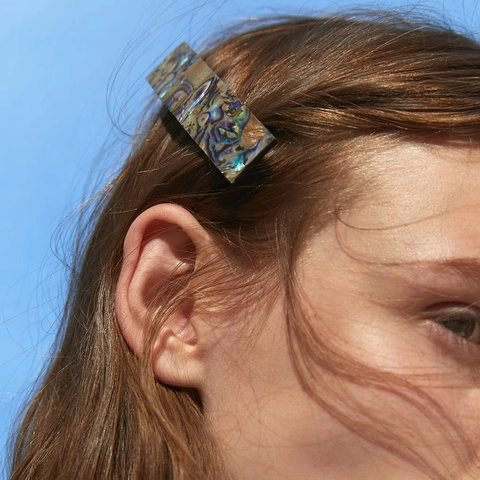 Pinza para el Pelo Vintage con Textura de Concha de Abulón de Resina y Aleación para Mujer Elegante Pasador Multicolor