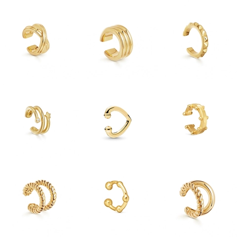 Gold Silber Vergoldet Kupfer Ohrklemme Ohne Piercing C-Form Knorpel Clip Ohrringe Minimalistisch Geometrisch Schmuck Damen
