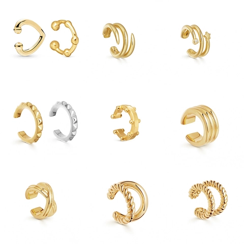 Gold Silber Vergoldet Kupfer Ohrklemme Ohne Piercing C-Form Knorpel Clip Ohrringe Minimalistisch Geometrisch Schmuck Damen