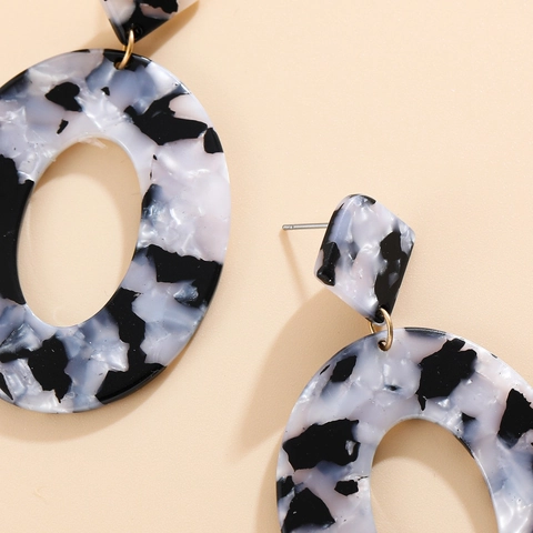 Orecchini Pendenti in Acetato di Cellulosa Geometrici Motivo Marmo Leopardo Ovale Orecchini in Acrilico da Donna Gioielli