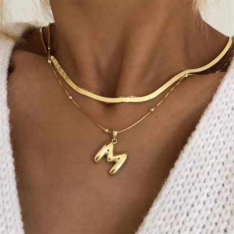 Mode Minimalistisch Metaal Verguld Ballon 26 Eerste Letter Hanger Ketting 3D Puff Alfabet Choker Ketting Sieraden Voor Unisex Cadeau