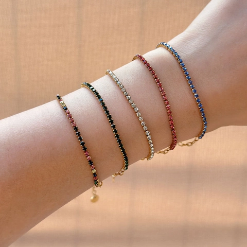 Stainless Steel Rhinestone Bracelet For Women 18K Gold Plated Paperclip Tennis Chain Adjustable Fashion Jewelry Gift