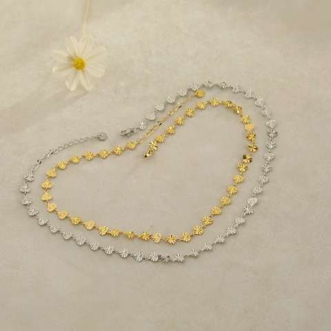Minimalist Stainless Steel Heart Link Chain Necklace Bracelet For Women Fashion Sunburst Texture Gold Silver Adjustable Jewelry