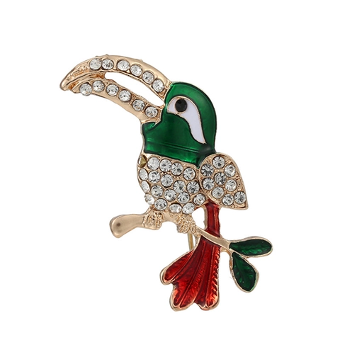 Broche de Pájaro Hecho a Mano Con Diamantes de Imitación Esmalte Aleación Tono Dorado Broche de Animal para Mujer Accesorios de Ropa Joyería