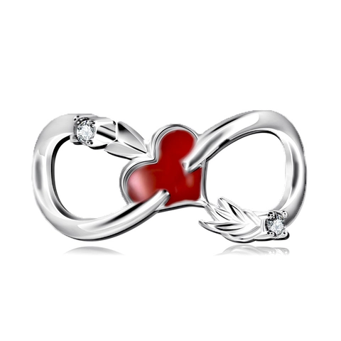 Unendlich Herz Charm Anhänger Für DIY Armband Schmuckherstellung Rot Emaille Eingelegtes Zirkonia Metall Perlen Dekorative Damen Geschenk