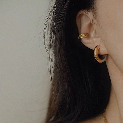 Orecchini a Cerchio Bicolore in Acciaio Inossidabile Placcato Oro 18K Minimalisti Geometrici Circolari Spessi Gioielli di Moda Donna Uomo