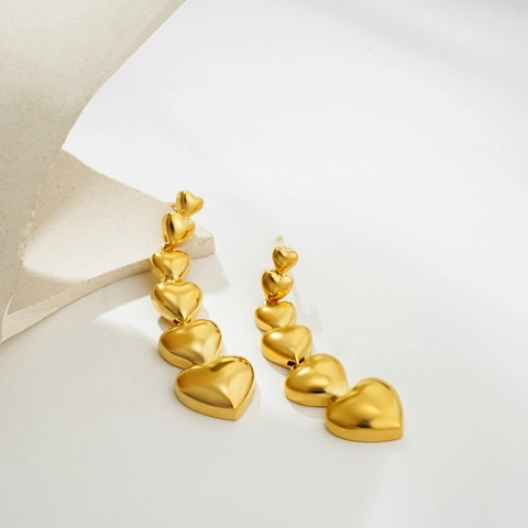 18K Vergoldete Kupfer Herz Hängeohrringe Zierliche Dangle Liebe Form Statement Schmuck Für Damen Party Hochzeit Geschenk
