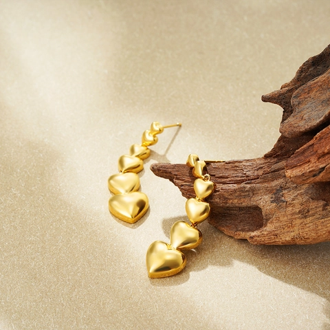 18K Vergoldete Kupfer Herz Hängeohrringe Zierliche Dangle Liebe Form Statement Schmuck Für Damen Party Hochzeit Geschenk