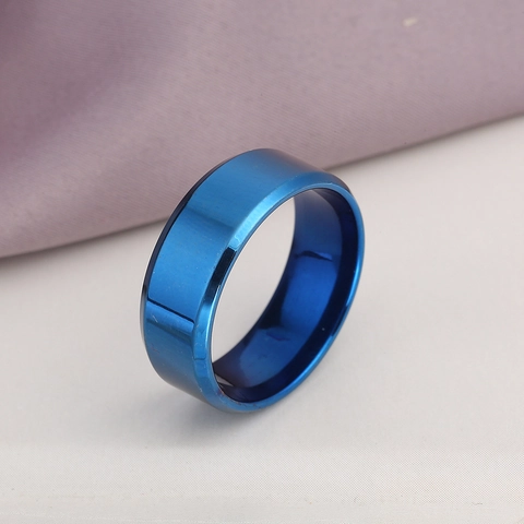 Minimalist 8mm Stainless Steel Ring For Men Women Fashion Double Beveled Edge Smooth Polish Ring Unisex Jewelry Finger Band