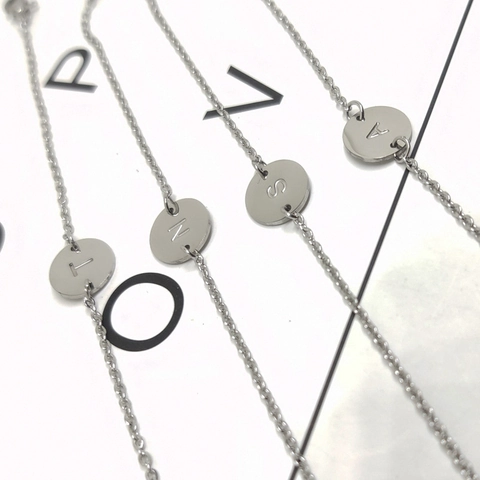 304 Stainless Steel Round Letter Alphabet Bracelet For Women Gold Steel Color Initial Pendant Chain Bracelet Jewelry