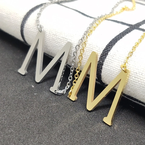 Minimalist Stainless Steel Initial Alphabet Pendant Necklace For Women Elegant Gold Silver Color Letter Fashion Jewelry Gift