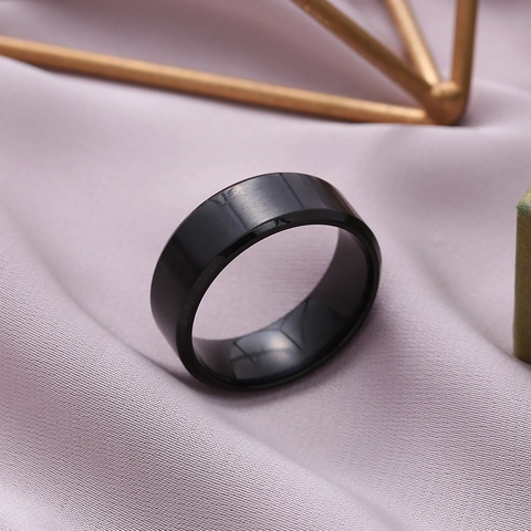 Modern 304 Stainless Steel Ring For Men Women Matte Brushed Wide Band With Beveled Edge Simple Comfort Fit Fashion Ring Jewelry