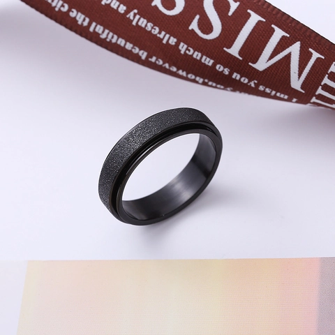 Minimalist Stainless Steel Spinner Ring Frosted Rotating Decompression Ring For Women Men Unisex Fashion Jewelry Gift