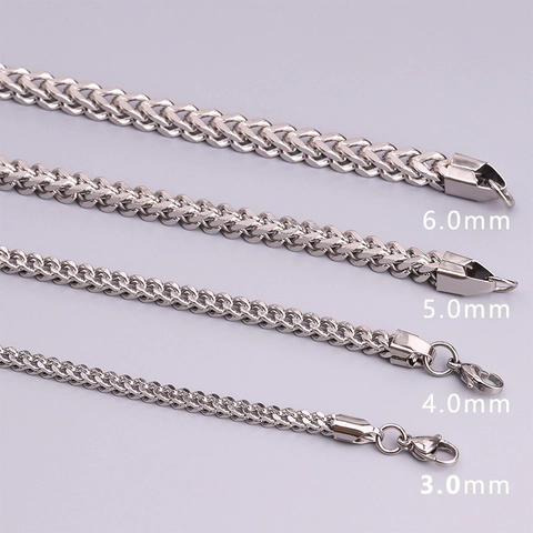 Hip Hop Stainless Steel Franco Wheat Chain Necklace For Men Women Silver Gold Tone Titanium Steel Punk Jewelry Gift