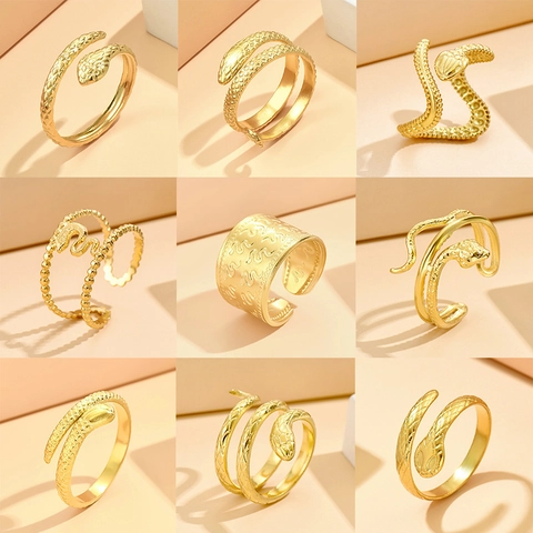 Vintage Edelstahl Schlange Offener Ring Für Damen Herren Hip Hop Punk Verstellbarer Tier Wickelring Modeschmuck Geschenk