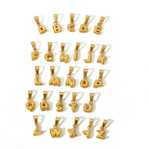 Bubble Buchstabe Anhänger 18K Vergoldeter Edelstahl Kleiner Alphabet Charm DIY Schmuck Zubehör Für Frauen