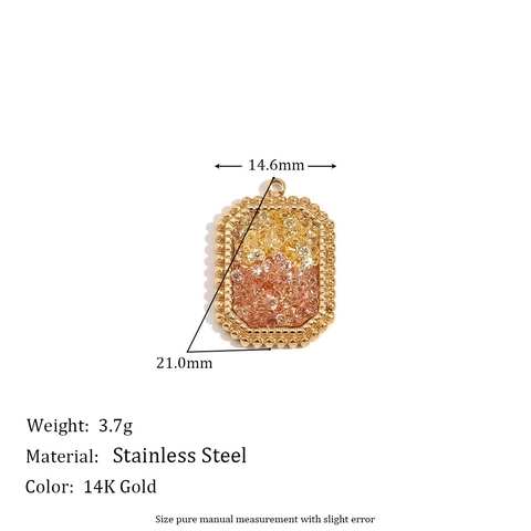 Stainless Steel 14K Gold Plated Octagon Heart Star Airplane Key Pendants DIY Jewelry Charms Rhinestone Zirconia Accessory